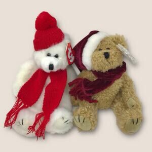 Ty Beanie Baby Christmas Santa Bears Attic Treasures JANGLE & PEPPERMINT